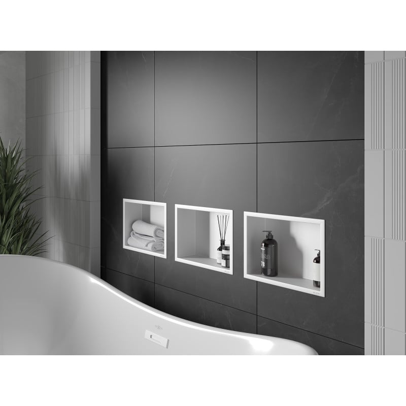 Mexen X-Wall-R výklenková polica s lemom 30 x 20 cm, biela - 1920302010