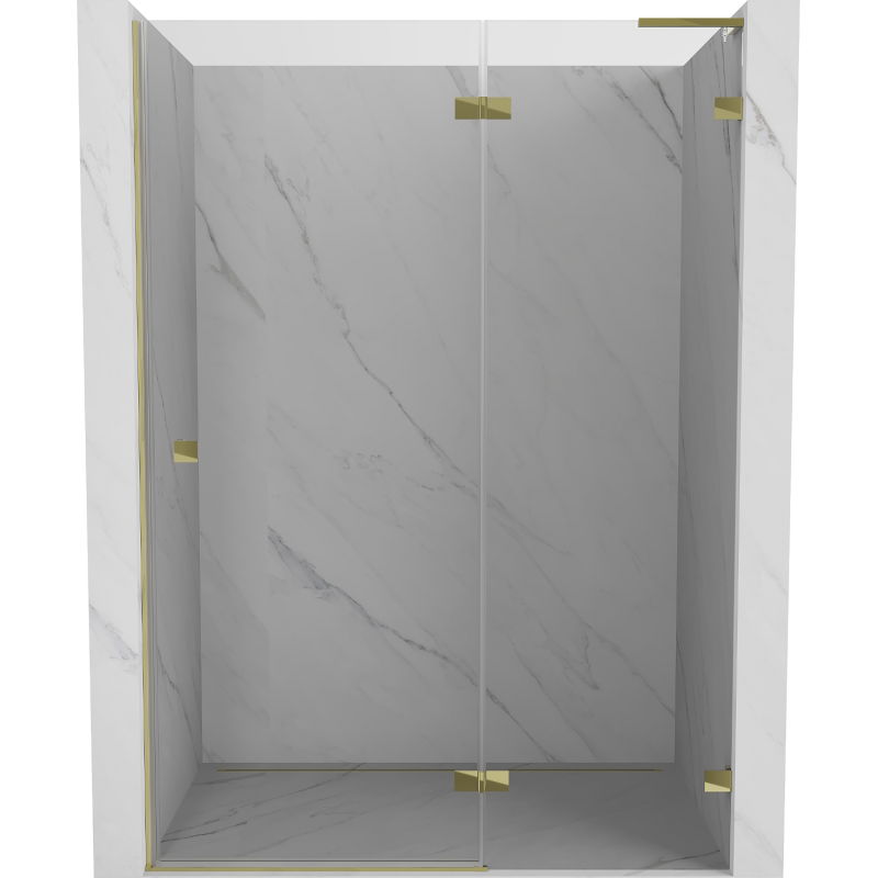 Mexen Lunar L sprchové dvere otváracie pravé 130 cm, priehľadné, zlaté - 834L-130-000-50-00-P