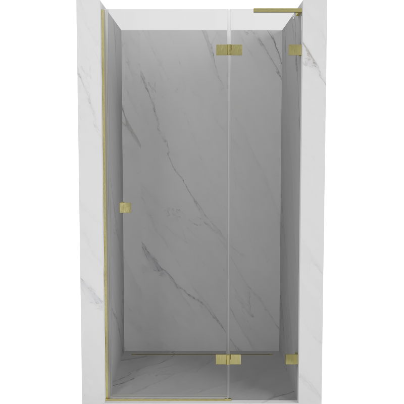 Mexen Lunar L sprchové dvere otváracie pravé 85 cm, transparentné, zlaté kartáčované - 834L-085-000-55-00-P