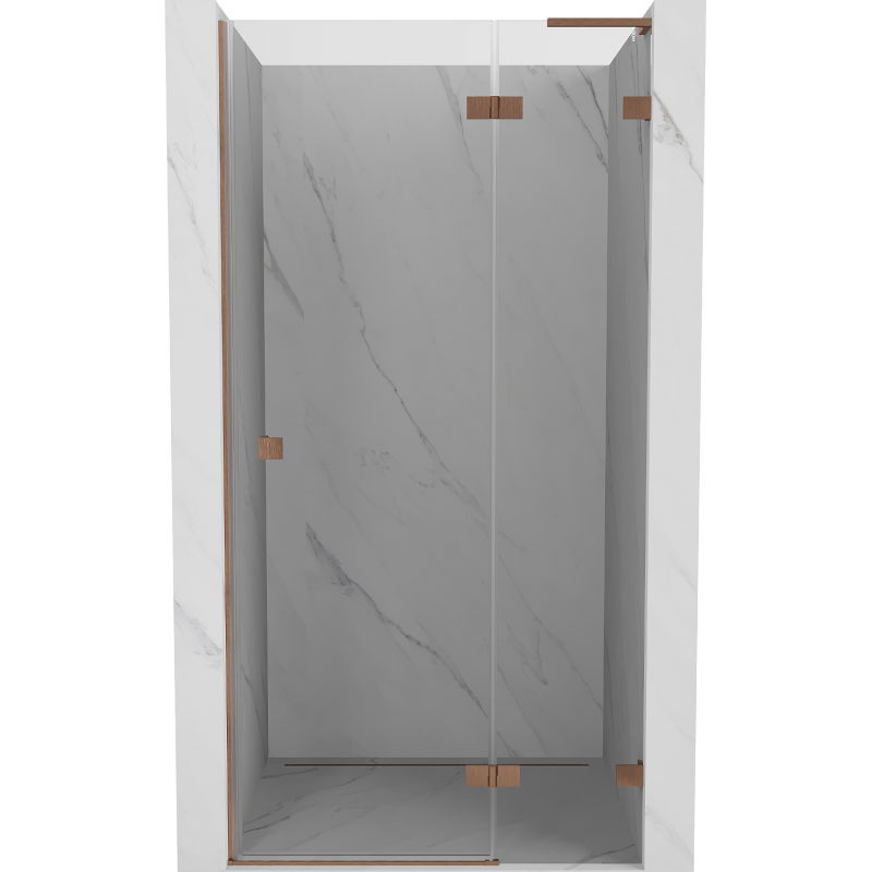 Mexen Lunar L sprchové dvere otváracie pravé 85 cm, transparentné, brúsená meď - 834L-085-000-65-00-P