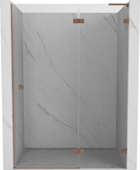 Mexen Lunar L sprchové dvere otočné pravé 130 cm, transparentné, brúsená meď - 834L-130-000-65-00-P
