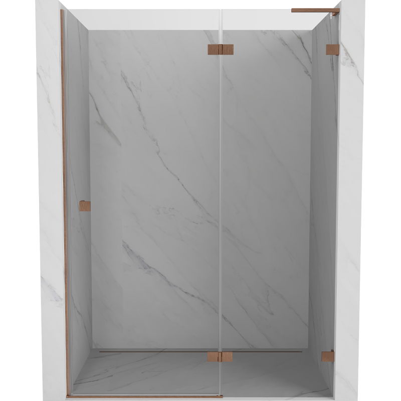 Mexen Lunar L sprchové dvere otočné pravé 140 cm, transparentné, kartáčovaná meď - 834L-140-000-65-00-P