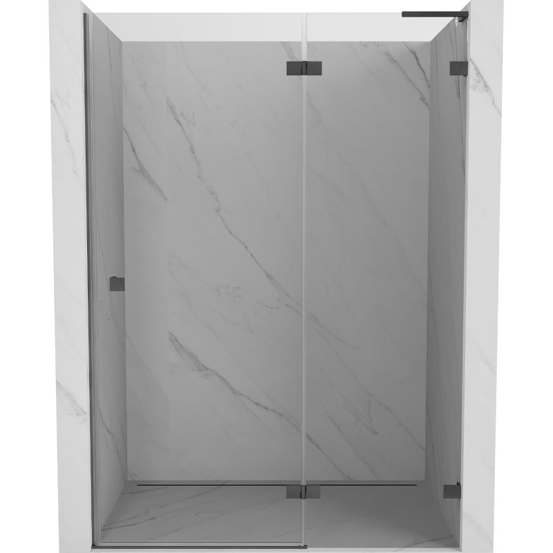 Mexen Lunar L sprchové dvere otočné pravé 130 cm, transparentné, kartáčovaná šedá zbraň - 834L-130-000-66-00-P