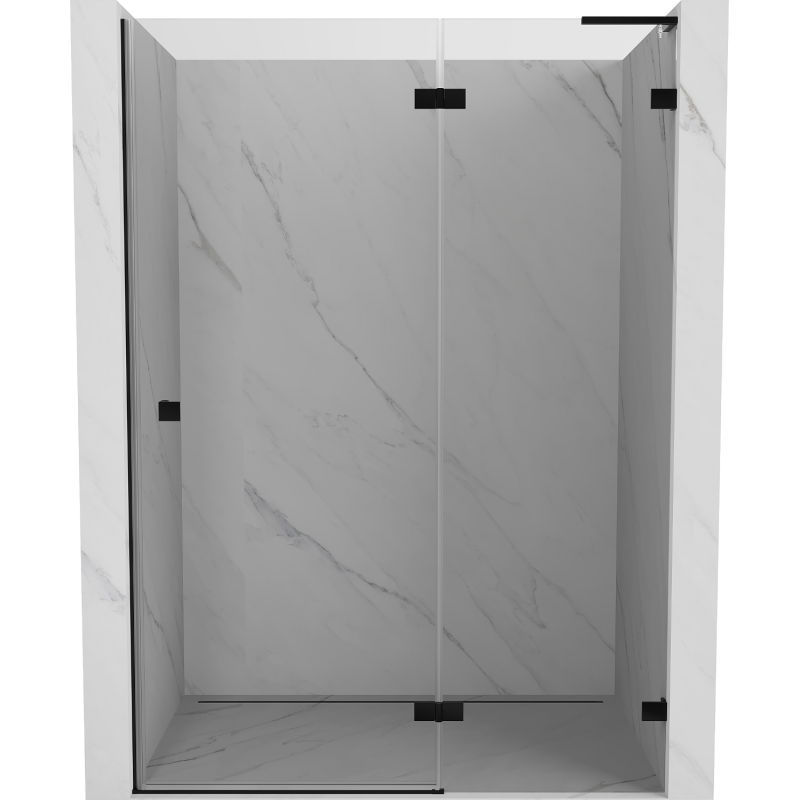 Mexen Lunar L sprchové dvere výklopné pravé 130 cm, priehľadné, čierne - 834L-130-000-70-00-P