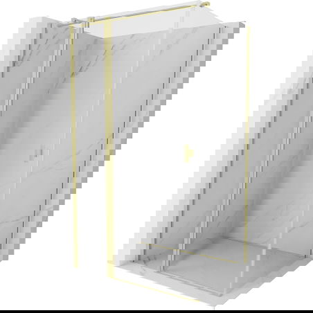 Mexen Mist T sprchovací kút s otočnými dverami 90 x 80 cm, priehľadný, zlatý kartáčovaný - 8A4T-090-080-55-00