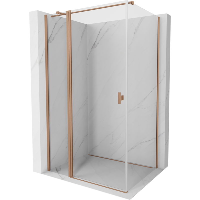 Mexen Mist T sprchový kút 80 x 70 cm, priehľadný, brúsená meď - 8A4T-080-070-65-00