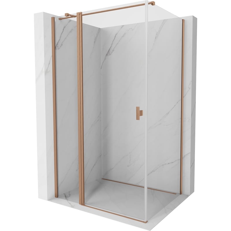 Mexen Mist T sprchovací kút s výklopnými dverami 120 x 70 cm, transparentný, brúsená meď - 8A4T-120-070-65-00
