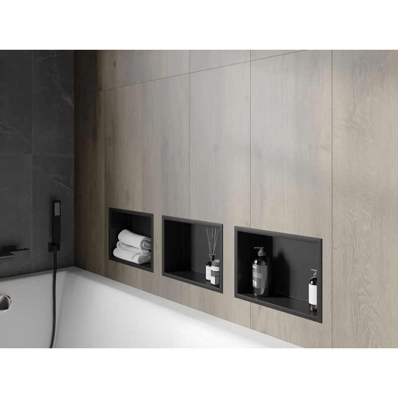 Mexen X-Wall-R výklenková polica s lemom 30 x 20 cm, čierna - 1970302010