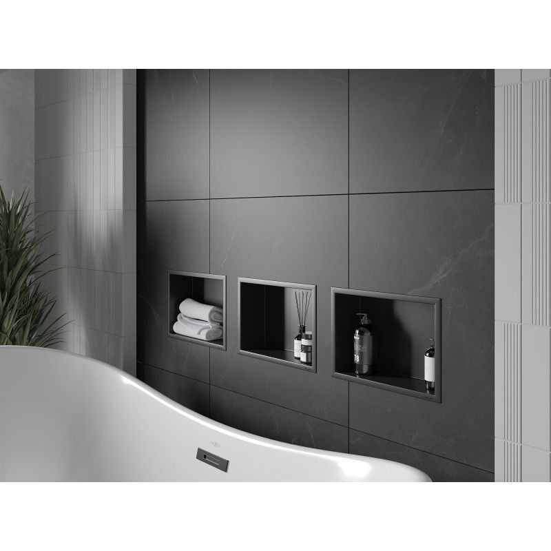 Mexen X-Wall-R výklenková polica s lemom 30 x 20 cm, čierna - 1970302010