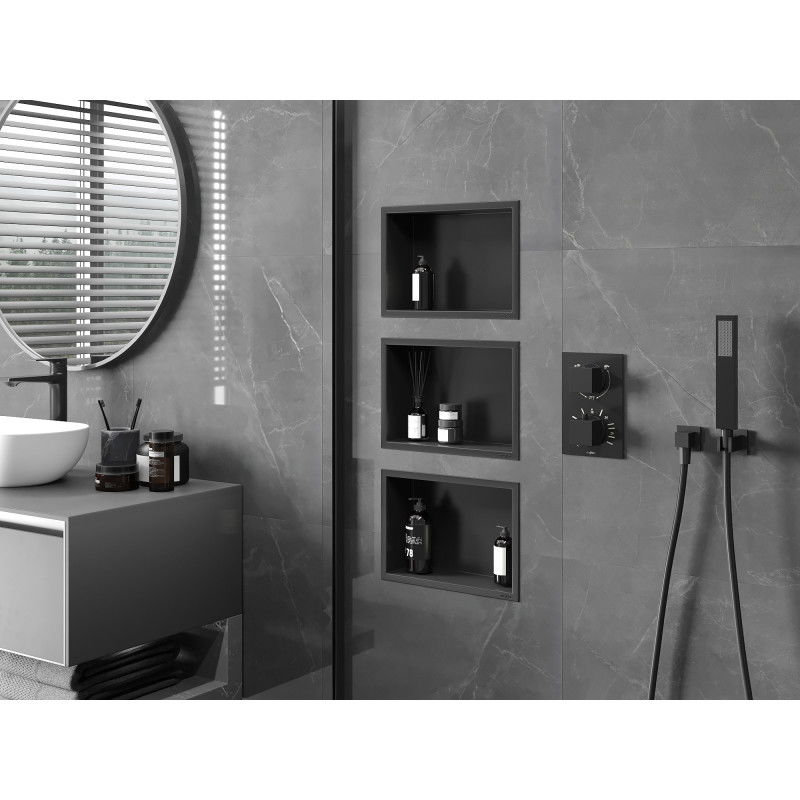 Mexen X-Wall-R výklenková polica s lemom 30 x 20 cm, čierna - 1970302010