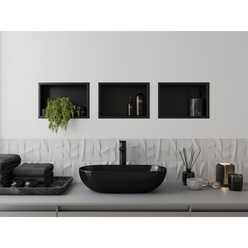 Mexen X-Wall-R výklenková polica s lemom 30 x 20 cm, čierna - 1970302010