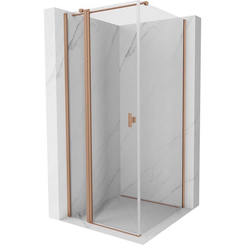Mexen Mist T sprchová kabína s otváracími dverami 90 x 90 cm, transparentná, brúsená meď - 8A4T-090-090-65-00