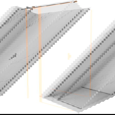 Mexen Mist T sprchový kút s výklopnými dverami 85 x 95 cm, transparentný, brúsená meď - 8A4T-085-095-65-00