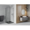 Mexen Rio štvorcová sprchová kabína 70 x 70 cm, transparentná, chróm + vanička Flat, čierna - 860-070-070-01-00-4070