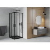 Mexen Rio štvorcový sprchový kút 70 x 70 cm, priehľadný, čierny + vanička Flat, čierna - 860-070-070-70-00-4070B