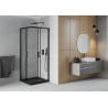 Mexen Rio štvorcová sprchová kabína 70 x 70 cm, transparentnéné, čierna + závesný bidet Flat, čierna - 860-070-070-70-00-4070B
