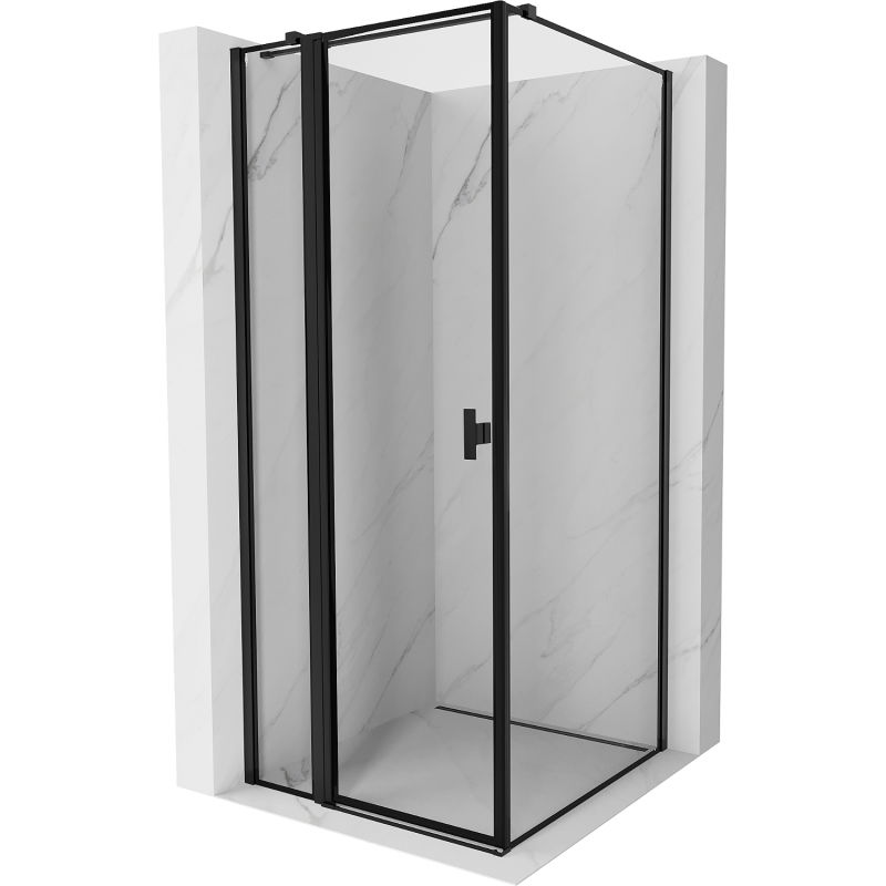 Mexen Mist T sprchovací kút ľavý 80 x 80 cm, čierny rám, čierny - 8A4T-080-080-70-70-L