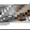 Mexen Rio štvorcová sprchová kabína 70 x 70 cm, pruhy, čierna + závesný bidet Flat, čierna - 860-070-070-70-20-4070B
