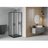 Mexen Rio štvorcová sprchová kabína 70 x 70 cm, inovať, čierna + závesný bidet Flat, čierna - 860-070-070-70-30-4070B