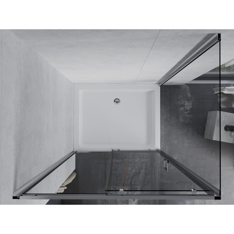 Mexen Apia posuvná sprchová kabína 120 x 80 cm, priehľadná, chróm + sprchová vanička Rio - 840-120-080-01-00-4510