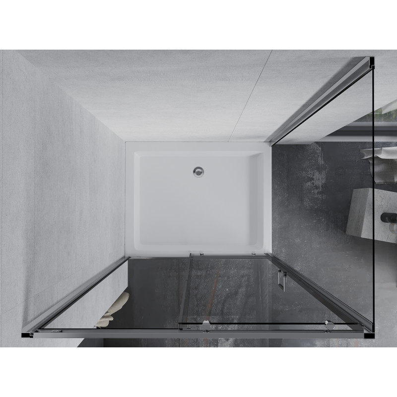 Mexen Apia sprchová kabína posuvná 120 x 80 cm, transparentná, chróm + vanička Rio - 840-120-080-01-00-4510