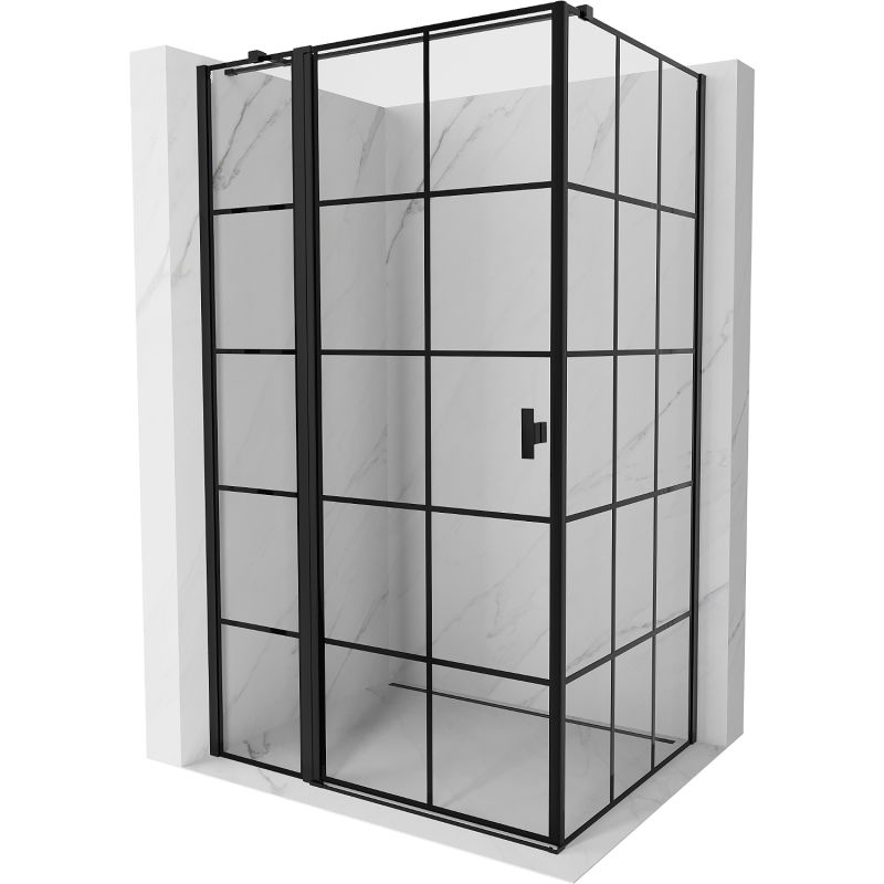 Mexen Mist T sprchová kabína otvárateľná ľavá 105 x 95 cm, čierna mriežka, čierna - 8A4T-105-095-70-77-L