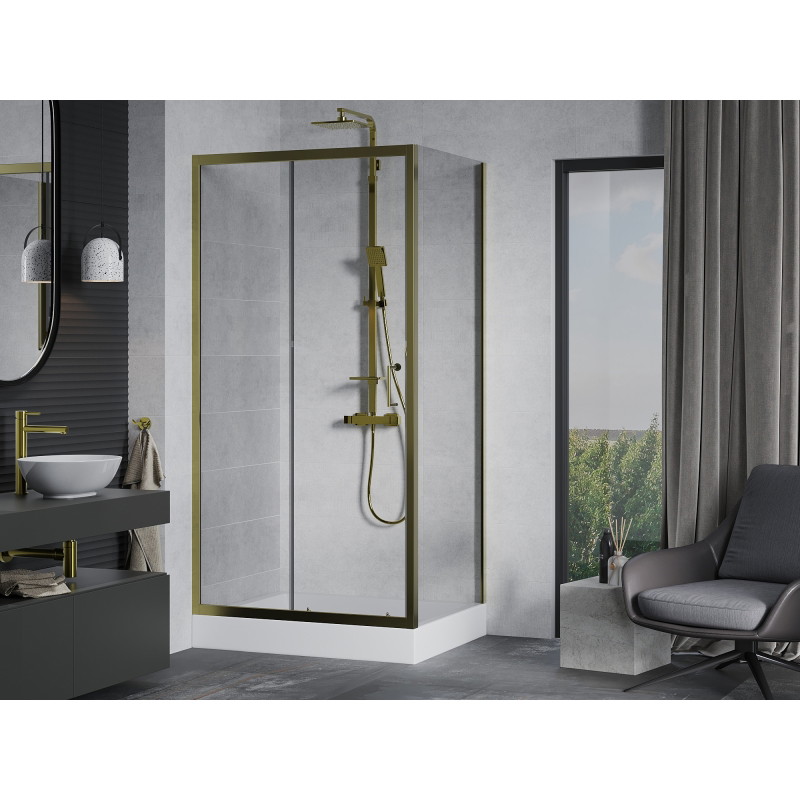 Mexen Apia sprchový kút posuvný 120 x 90 cm, transparentný, zlatý + vanička Rio - 840-120-090-50-00-4510