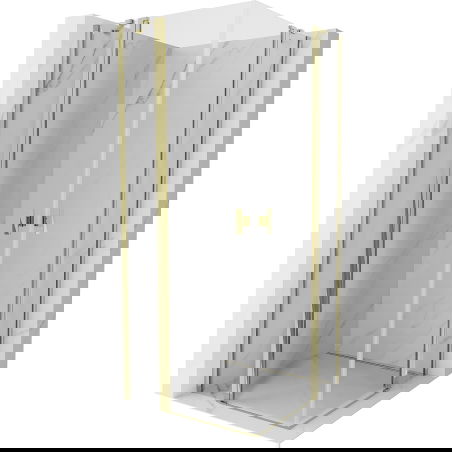 Mexen Mist Duo sprchovací kabína otvárateľná 100 x 100 cm, transparentná, zlatá - 8A4-100-100-50-00