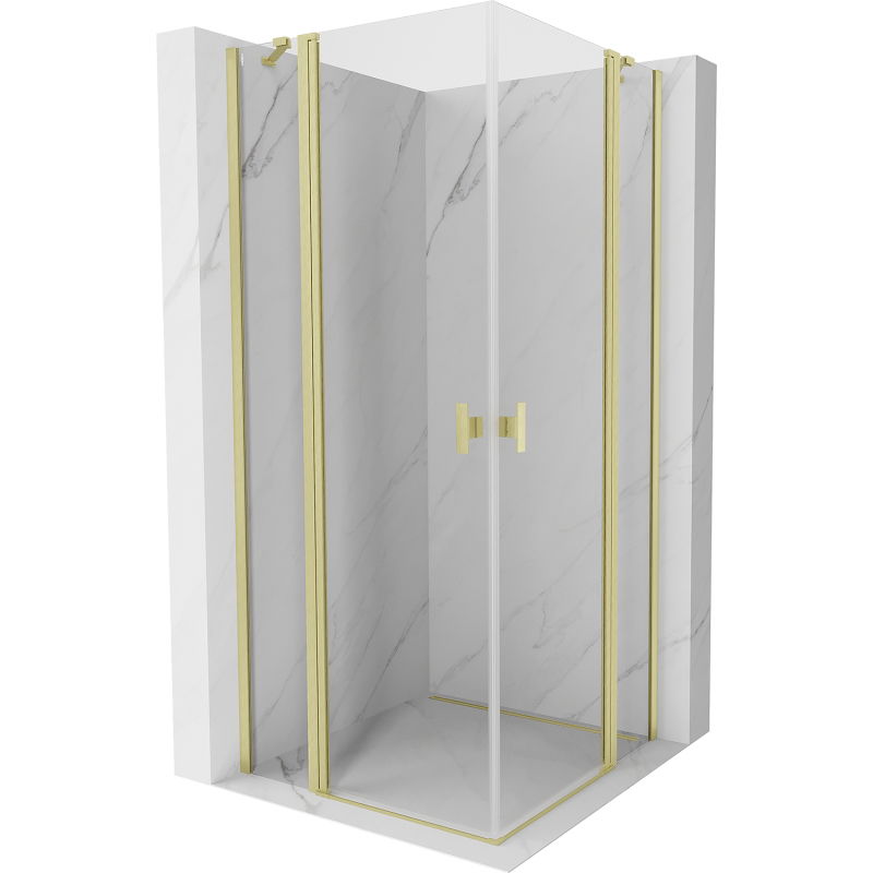 Mexen Mist Duo sprchovací kút 75 x 75 cm, priehľadný, zlatá brúsená - 8A4-075-075-55-00