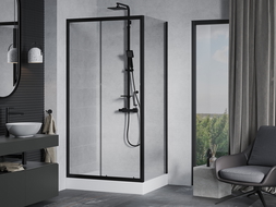 Mexen Apia sprchová kabína, posuvné dvere 100 x 80 cm, transparentnéné, čierna + závesný bidet Rio - 840-100-080-70-00-4510