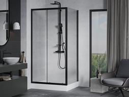 Mexen Apia sprchový kút posuvný 100 x 80 cm, transparentný, čierny + sprchová vanička Rio - 840-100-080-70-00-4510