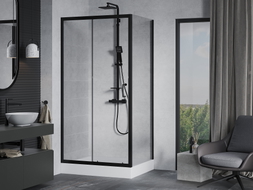 Mexen Apia posuvná sprchová kabína 120 x 80 cm, priehľadná, čierna + brodzik Rio - 840-120-080-70-00-4510