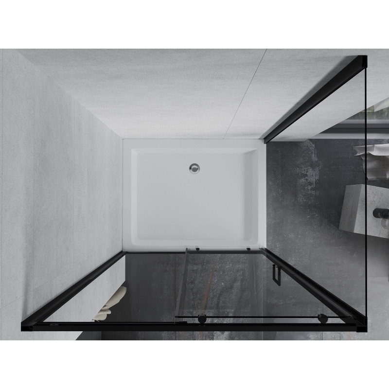 Mexen Apia posuvná sprchová kabína 120 x 80 cm, priehľadná, čierna + brodzik Rio - 840-120-080-70-00-4510