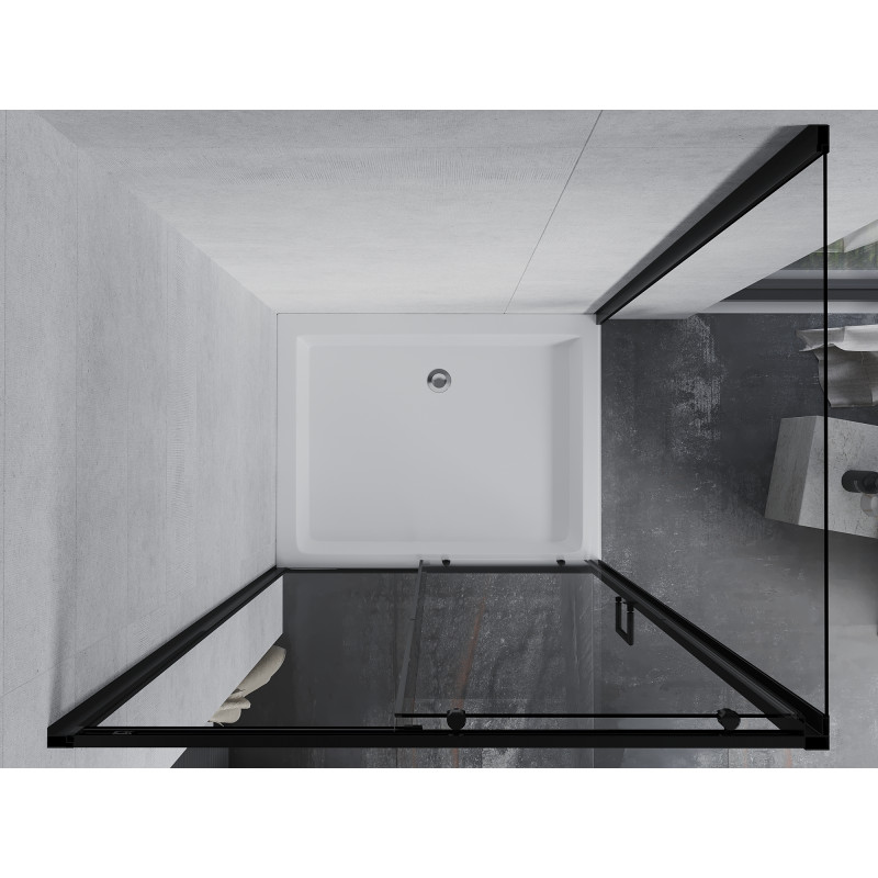 Mexen Apia posuvná sprchová kabína 120 x 80 cm, transparentná, čierna + vanička Rio - 840-120-080-70-00-4510