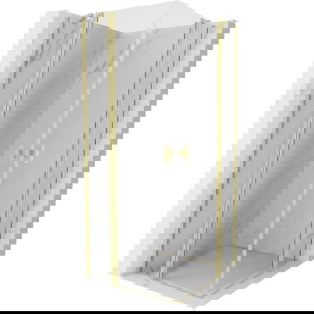 Mexen Mist Duo sprchová kabína otočná 120 x 120 cm, transparentná, zlatá kartáčovaná - 8A4-120-120-55-00