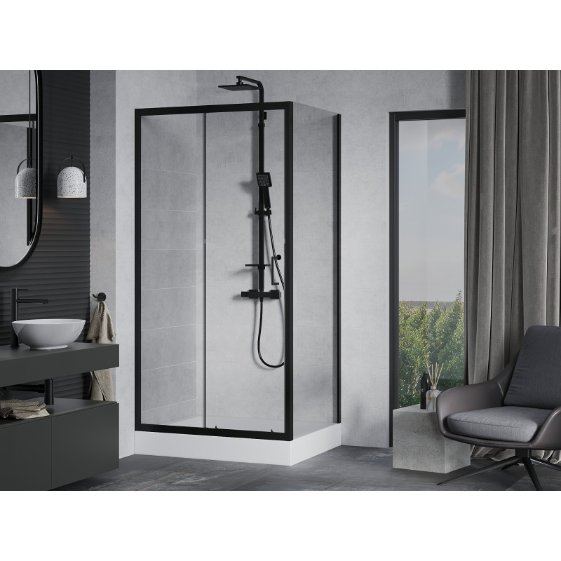 Mexen Apia posuvná sprchová kabína 120 x 90 cm, transparentná, čierna + vanička Rio - 840-120-090-70-00-4510