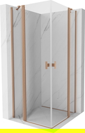 Mexen Mist Duo sprchová kabína s otváracími dverami 70 x 70 cm, transparentná, brúsená meď - 8A4-070-070-65-00