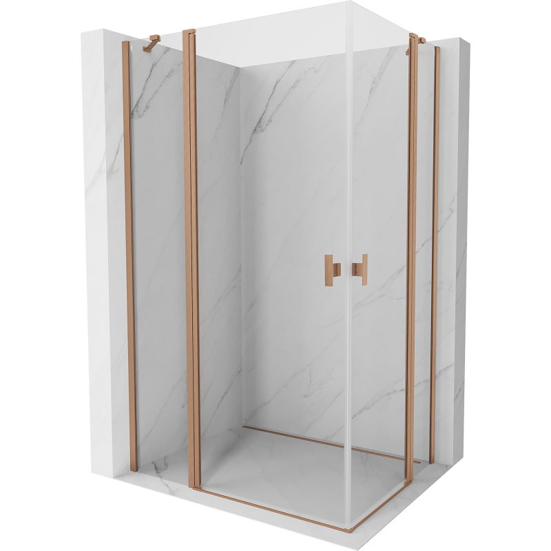 Mexen Mist Duo sprchový kút s otočnými dverami 110 x 70 cm, priehľadný, brúsená meď - 8A4-110-070-65-00
