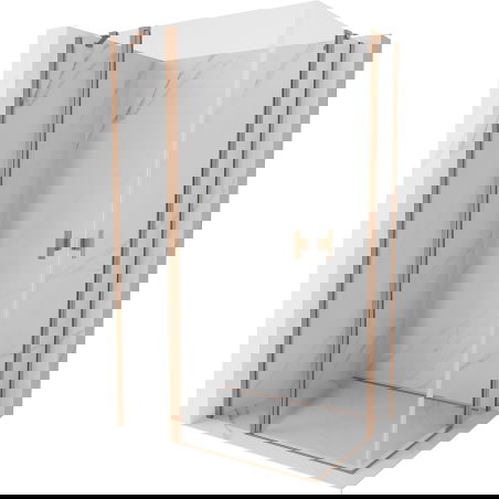 Mexen Mist Duo sprchový kút s otočnými dverami 110 x 70 cm, priehľadný, brúsená meď - 8A4-110-070-65-00