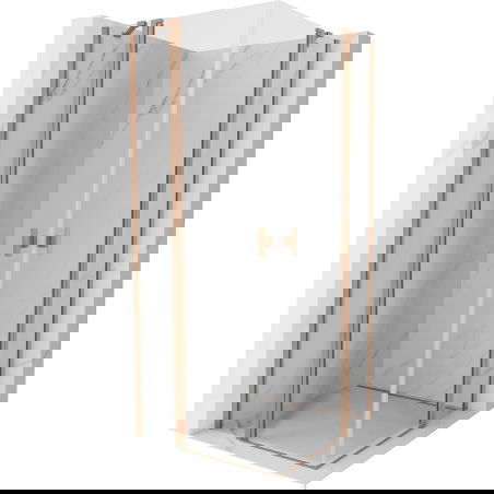 Mexen Mist Duo sprchovací kút otvárací 90 x 90 cm, transparentný, brúsená meď - 8A4-090-090-65-00