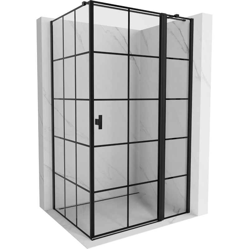Mexen Mist T sprchový kút výklopný pravý 115 x 75 cm, čierna mriežka, čierny - 8A4T-115-075-70-77-P