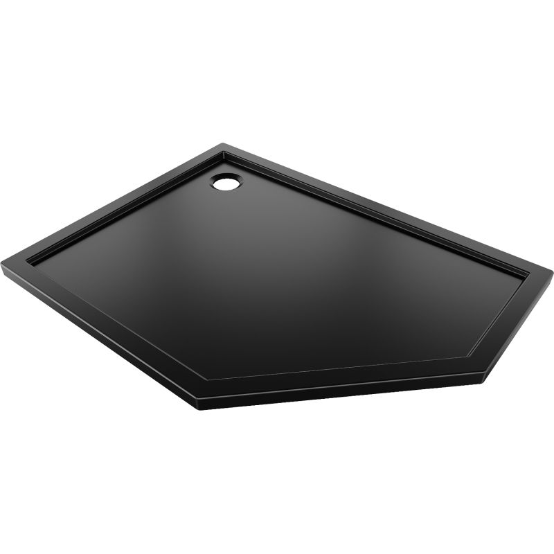 Mexen Flow päťuholníkový sprchový kút slim ľavý 100 x 80 cm, čierny mat - 46P708010L