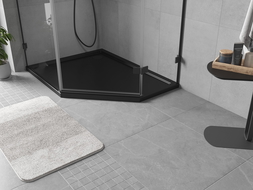 Mexen Flow päťuholníkový sprchový kút slim ľavý 100 x 80 cm, čierny mat - 46P708010L