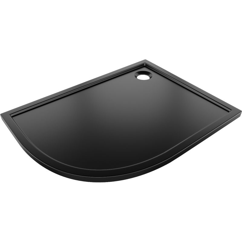 Mexen Flow polkruhový asymetrický slim pravý 90 x 80 cm, čierny matný - 46Q708090R