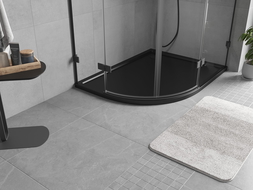Mexen Flow polkruhový asymetrický slim pravý 90 x 80 cm, čierny matný - 46Q708090R