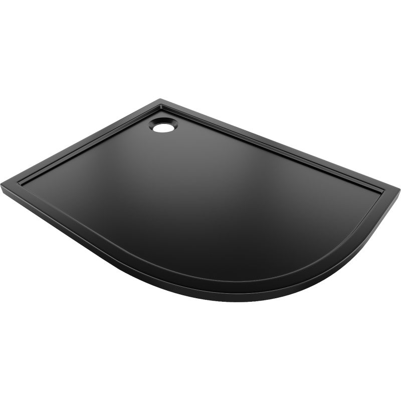 Mexen Flow asymetrický štvrťkruhový sprchový kút slim ľavý 100 x 80 cm, čierny mat - 46Q708010L