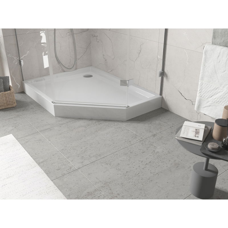 Mexen Flow+ päťuholníkový sprchovací kút ľavý 100 x 80 cm, biely lesk - 46P108010LH