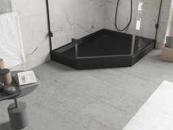 Mexen Flow+ päťstranný sprchovací kút pravý 90 x 80 cm, čierny mat - 46P708090RH