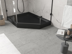 Mexen Flow+ päťuholníková sprchová vanička ľavá 100 x 90 cm, čierny mat - 46P709010LH