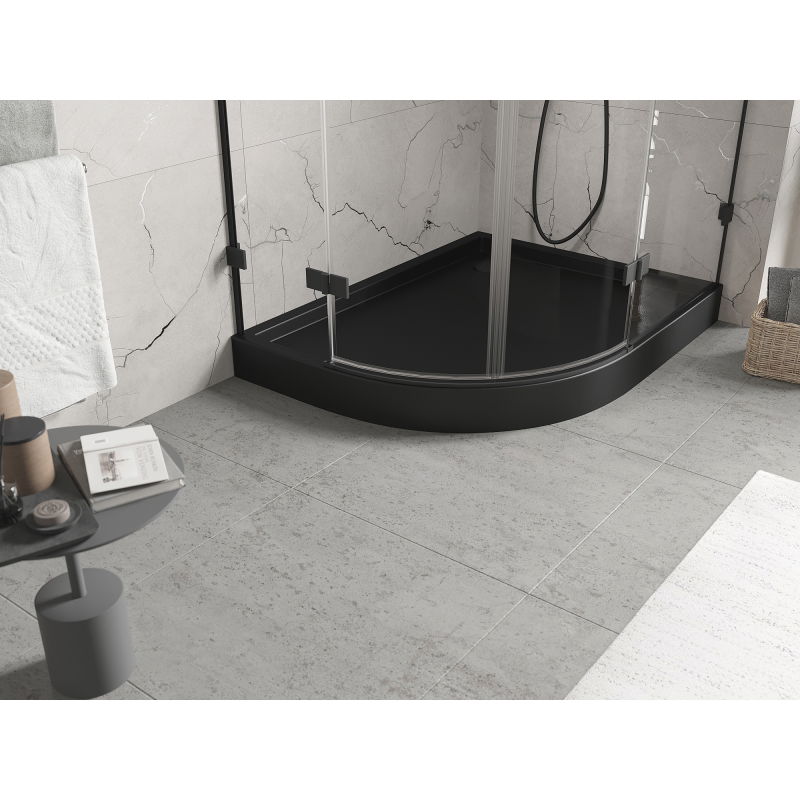 Mexen Flow+ asymetrický pravý štvrťkruhový sprchový kút 90 x 80 cm, čierny mat - 46Q708090RH